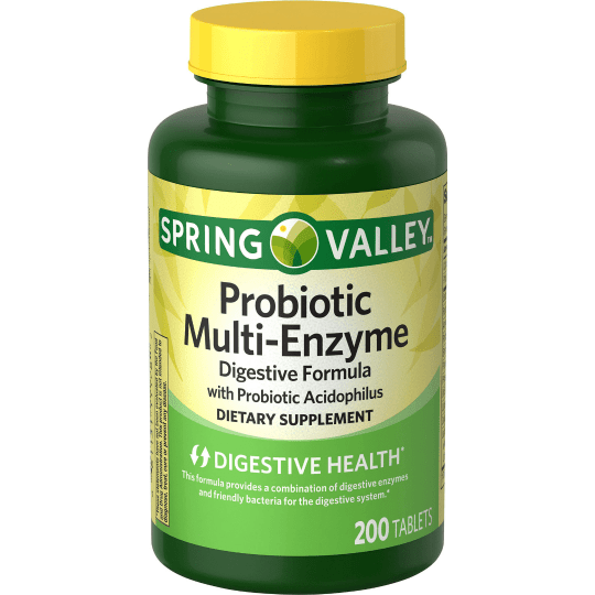 Spring Valley Probiotic MultiEnzyme Digestive Formula Tablets, 100tabs